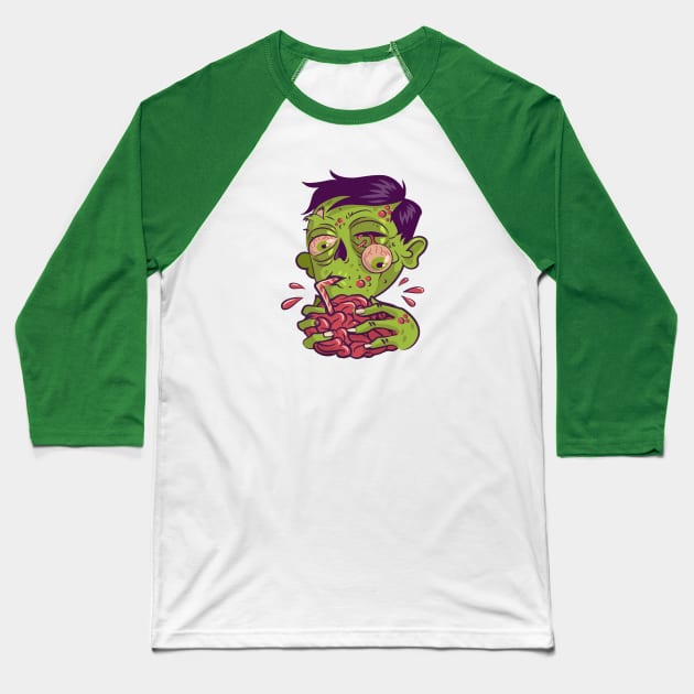 Zombie Milkshake Brain Illustration Baseball T-Shirt by SLAG_Creative